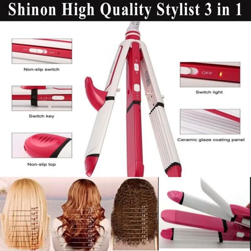 Shinon 3 in 1 Hair Crimper + Hair Curler + Hair Straightener - Image 2
