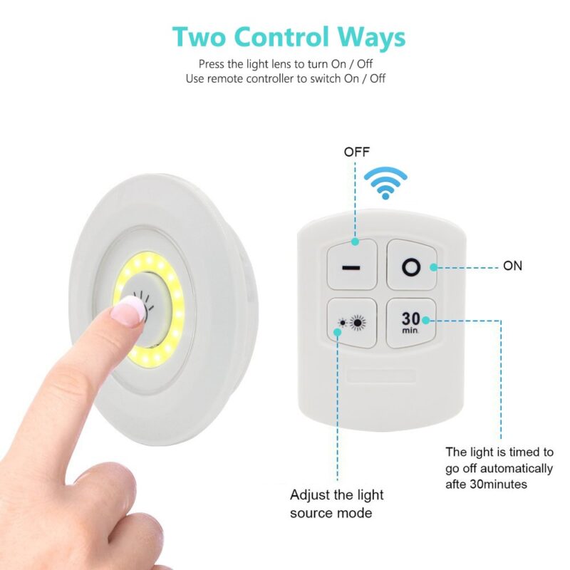 Set of 3 LED lamps with remote control, battery operated, for bathroom, kitchen, bedside table, wardrobe. - Image 9