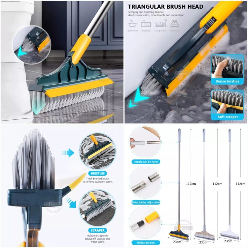 2 In 1 Floor Scrub Brush with Window Squeegee 120 Degrees Rotatable Long Handle (1299+200 Delivery Charges)